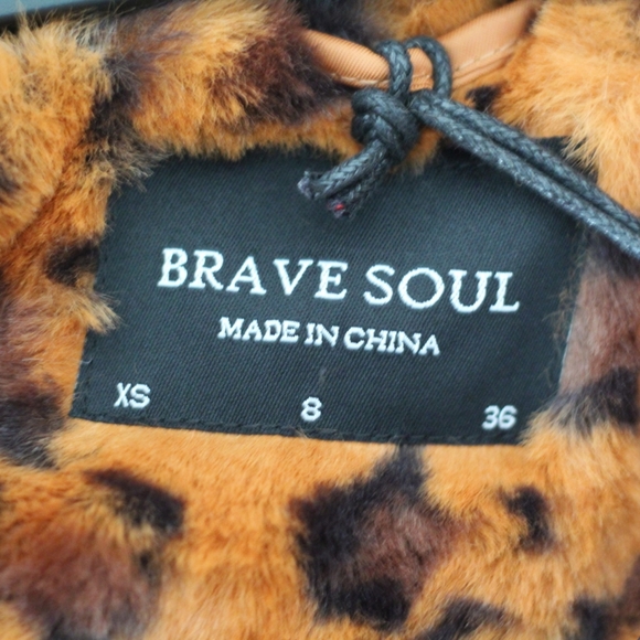 Brave Soul Carla Faux Fur Leopard Jacket- 4P- NWT - Picture 9 of 16